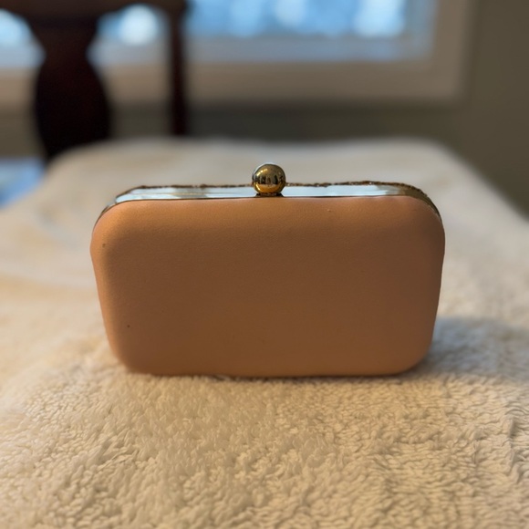 Jewel Badgley Mischka English Floral Peach Embroidered clutch